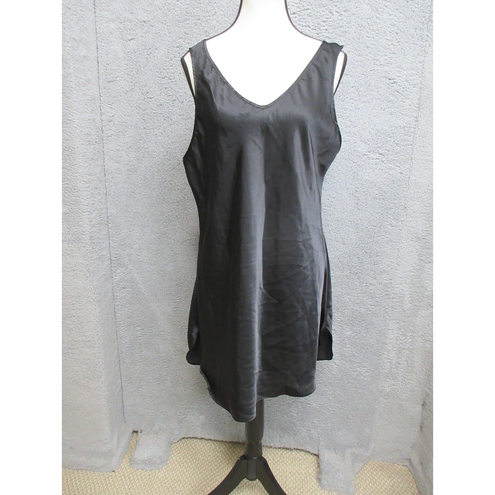 Vintage Val Mode Slip Dress Women L Black Silky‎ Coquette Boudoircore Feminine